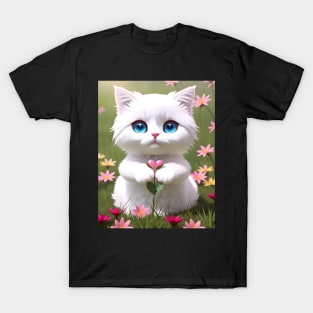 Adorable Cat Illustration- Modern Digital Art T-Shirt